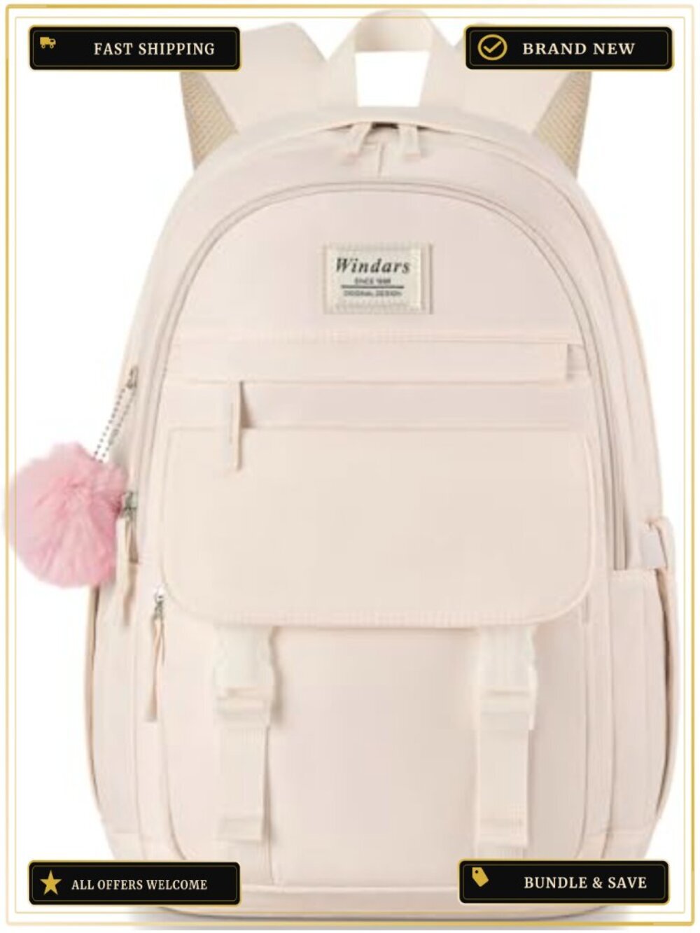 Large 15.6 Inch Laptop Backpack for School with USB Port, Waterproof Polyester,